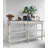 63” X 35” Wooden Three-tiered Console Table With Distressed White Finish And Scalloped Details, Farmhouse Accent Table