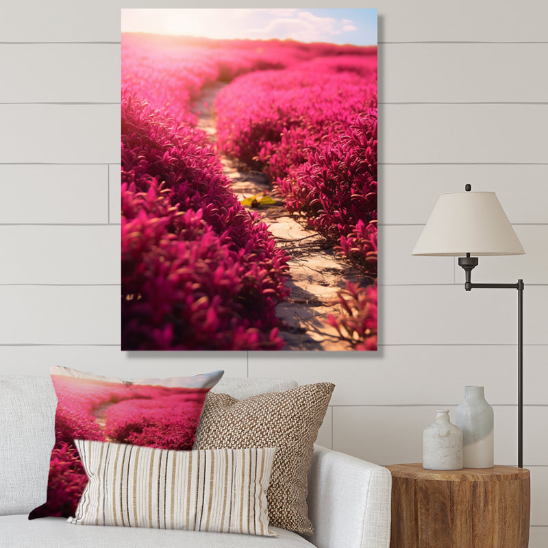 Fushia Blooming Abstraction V sur toile, Toile tendue, H 32 po x l 24 po x P 1 po