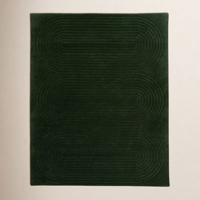 Tillie Green Hand-Tufted Geometric Wool Rug