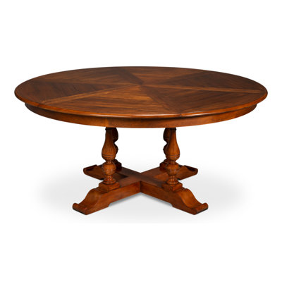 Round Walnut Wood Dining Table