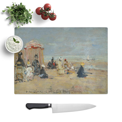 On the Beach by Eugene Boudin Chopping Board