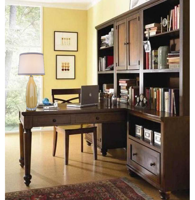 Lampe de table en céramique 32,5 po Deakins, Mandarine