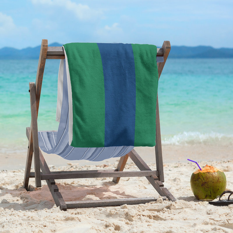 Vancouver Lightweight Beach Towel, Poly/Cotton, Green/Dark Blue/Green