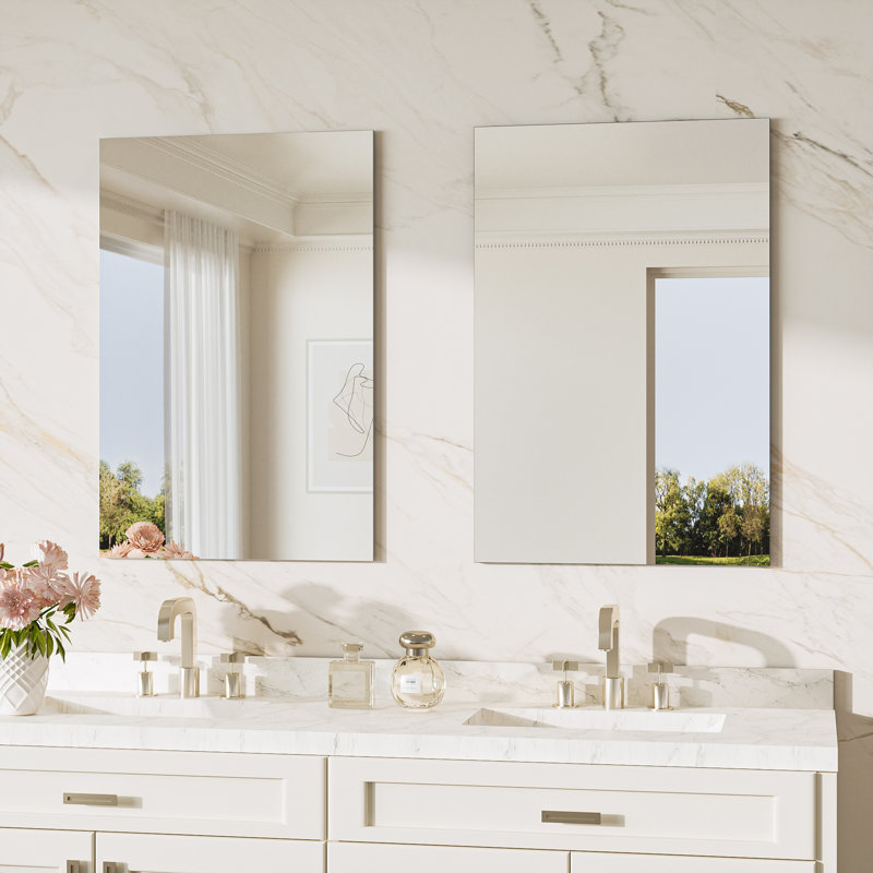 Miroir de salle de bain moderne et contemporain sans cadre, 36 po x 24 po, 2