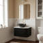 Meuble-lavabo de salle de bain avec lavabo, avec bassin en céramique noire à motif de pierre-1152539053
