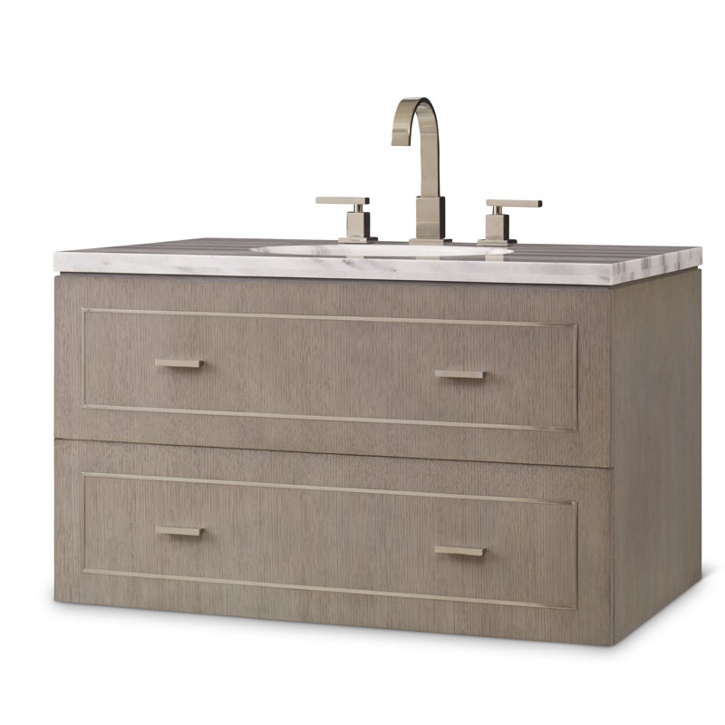 Albany 36'' Gray Single Wall-Mount Bathroom Vanity with Marble Top