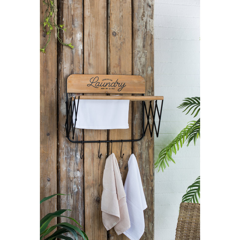 Laundry Rack with Accordion Design - 20" x 14" x 20" - Brown and Black