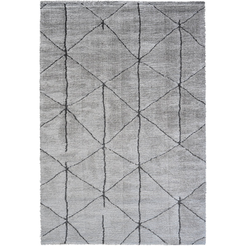 Tapis en polyester recyclé gris, champignon et gris anthracite Nube, Rectangle 5 pi 3 po x 7 pi 6 po