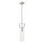 Mini-luminaire suspendu 1 lumière en nickel brossé avec abat-jour cylindrique en verre transparent-81355175-116416145