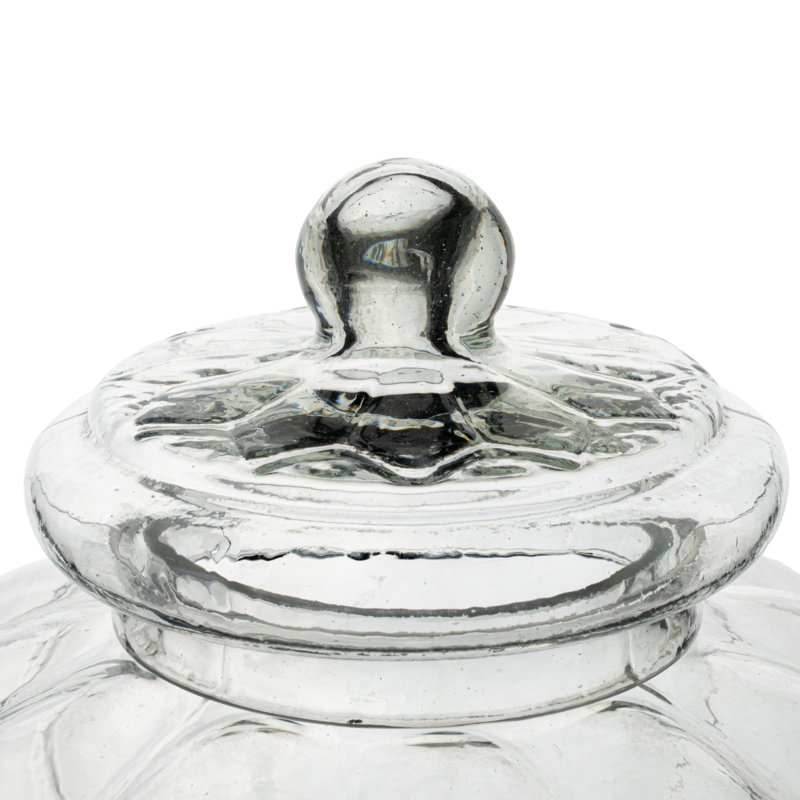 Pot en verre nervuré avec couvercle