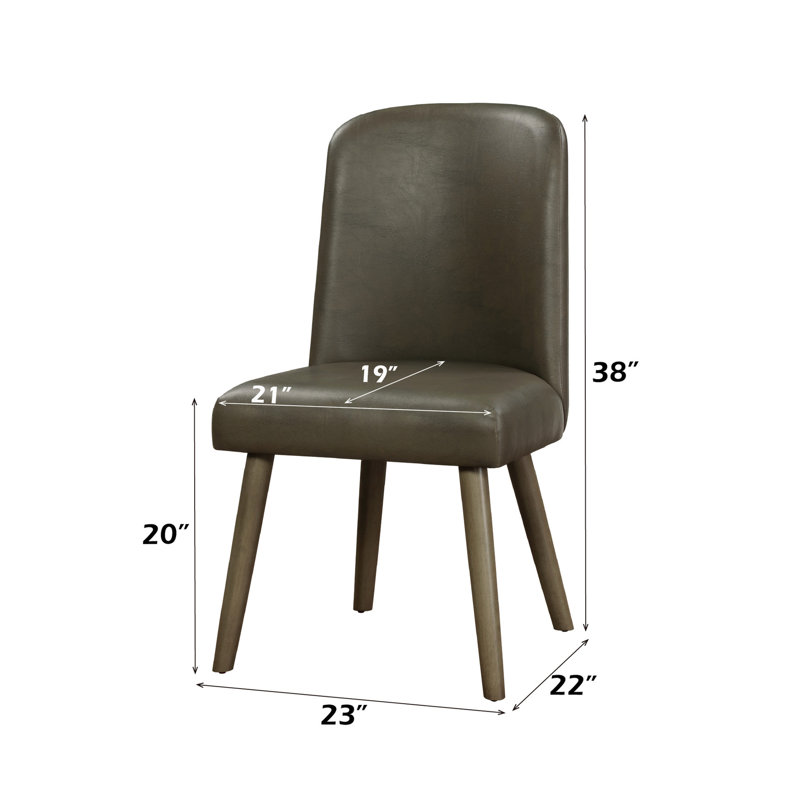 Chaises d'appoint grises (paire) - Revêtement en cuir synthétique, dossier haut, sans accoudoirs, siège d'une largeur de 21 po, capacité de 220 lb pour 2 fauteuils, hauteur du produit de 39 po et chêne
