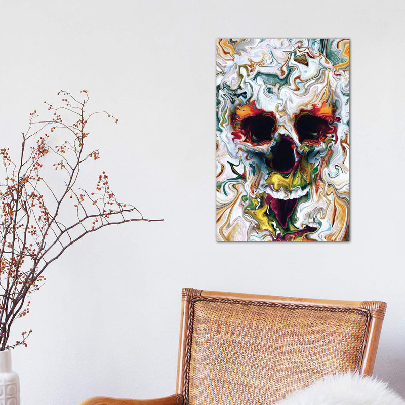 «Skull Abstract» par Riza Peker - impression d'art graphique, H 18 po x l 12 po x 1,5 po, Toile tendue