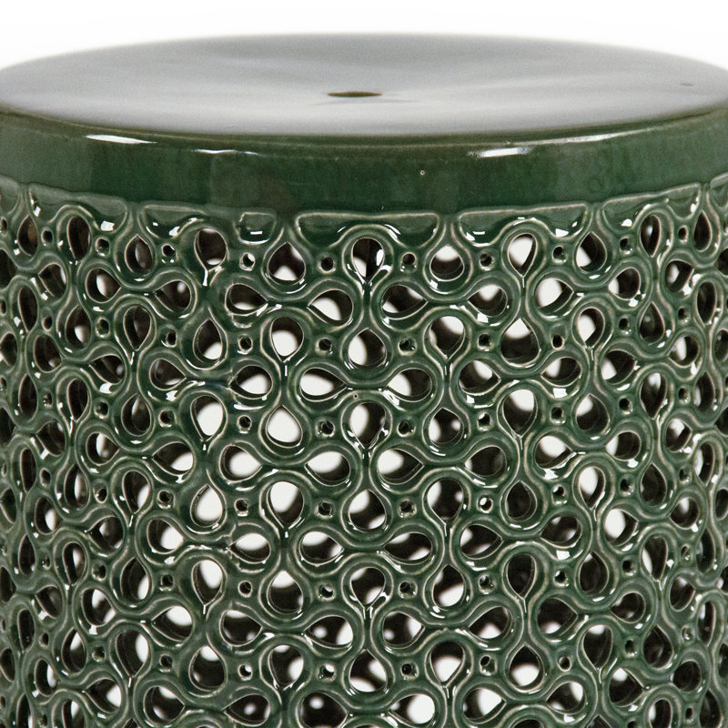 Hesdin Ceramic Accent Stool, Teal