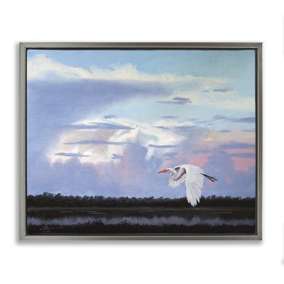 Heron Flying Through Clouds Canvas Wall Art by D. Rust