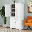 Grande armoire de rangement, garde-manger autoportant moderne avec 3 portes, tablettes réglables et 3 tiroirs de rangement-132823908