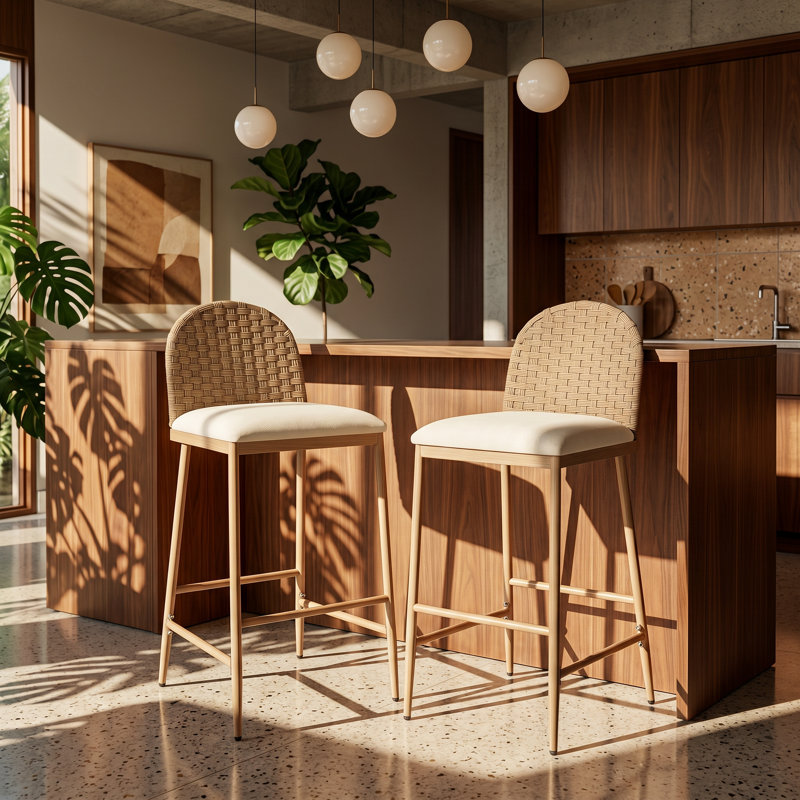 Ensemble de 2 tabourets de bar de style campagnard avec cadre en fer sans accoudoirs Christopher Knight Home® l 18 po x P 20,75 po x H 40,1 po