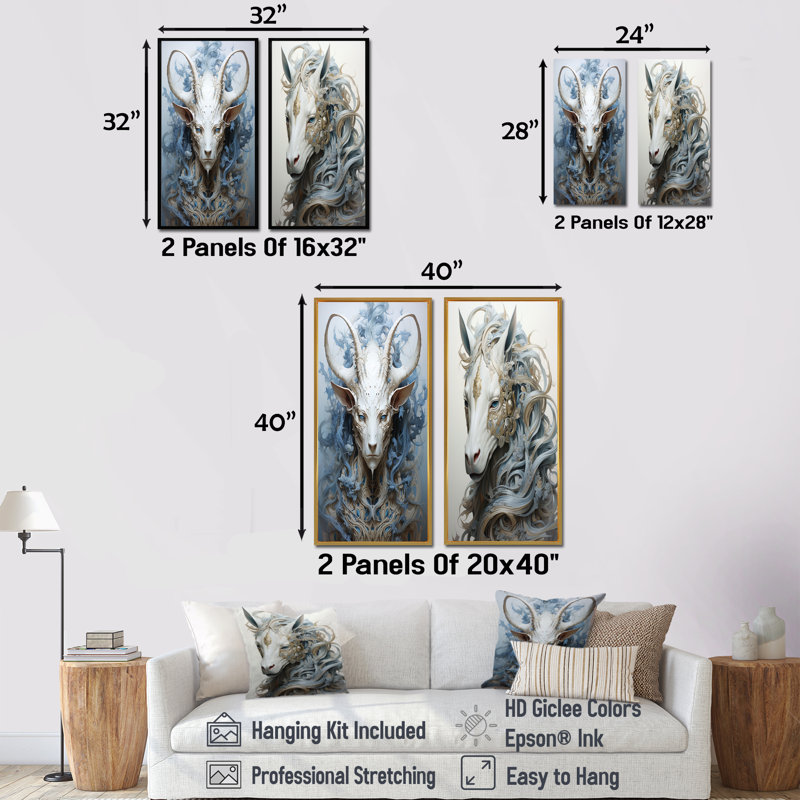 Mythique créature, peinture sur cheval, H 28 po x l 25 po, Toile tendue
