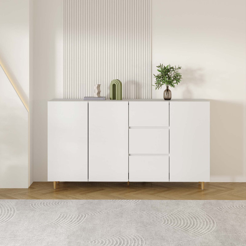 Versatile Side Cabinet With Ample Storage, White