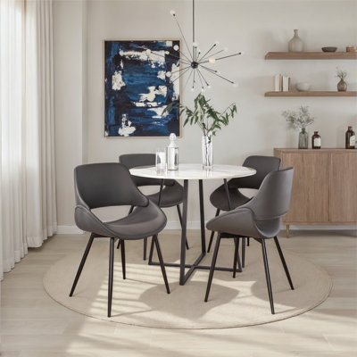  Najrin Faux Leather Upholstered Side Chair with Tapered Metal Legs