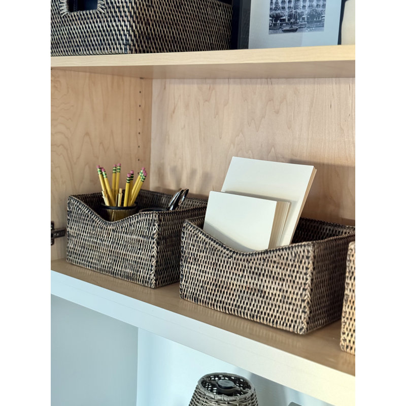 Panier en rotin Everard, Enduit noir