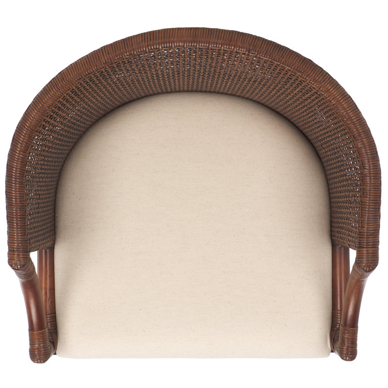 Carneshia Upholstered Solid Wood Counter Stool, Dark Brown/White Seat/Black Frame