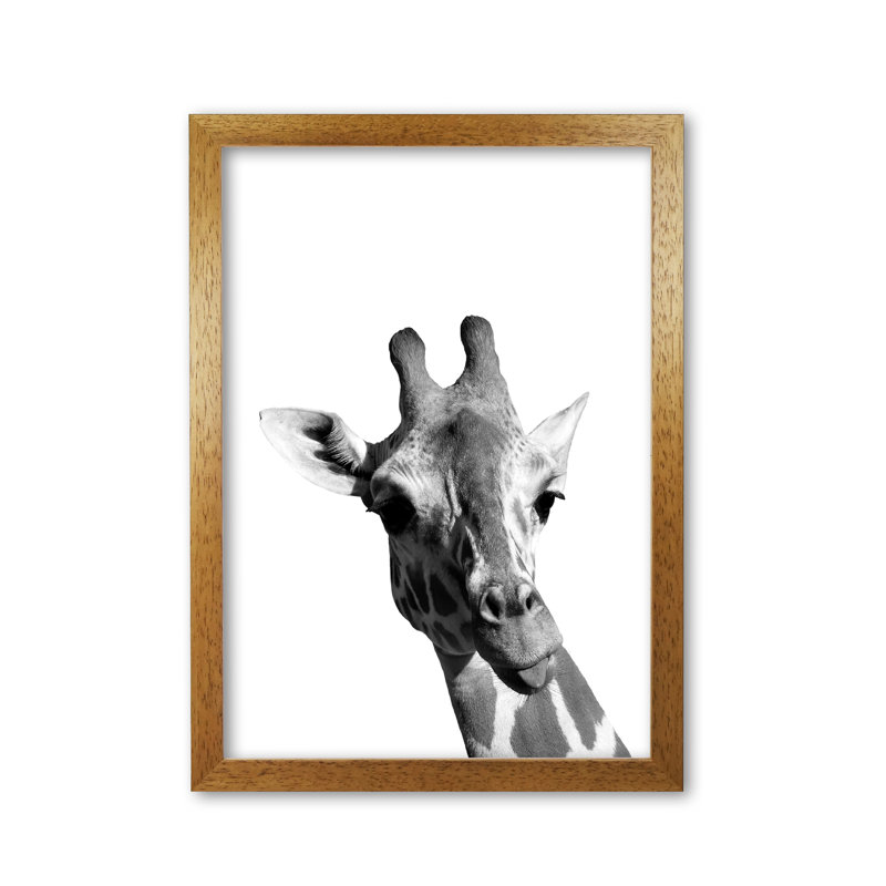 Giraffe - Print, Honey Oak Frame, 42 cm H x 30 cm W x 5 cm D