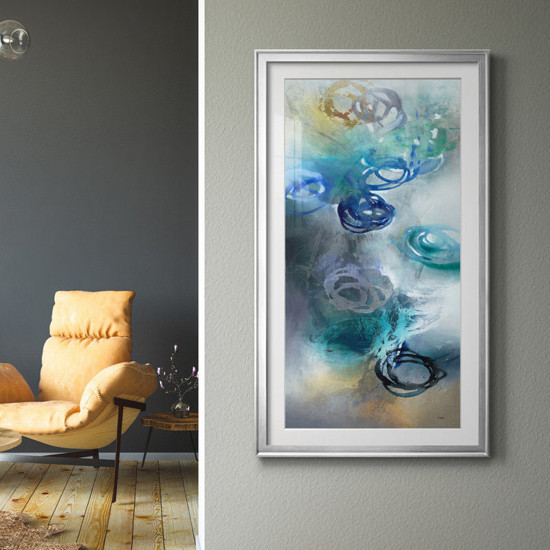 Jazzy Petals - reproduction d'art, H 14,5 po x l 26,5 po x P 1,5 po, Papier avec cadre argenté, Blanc