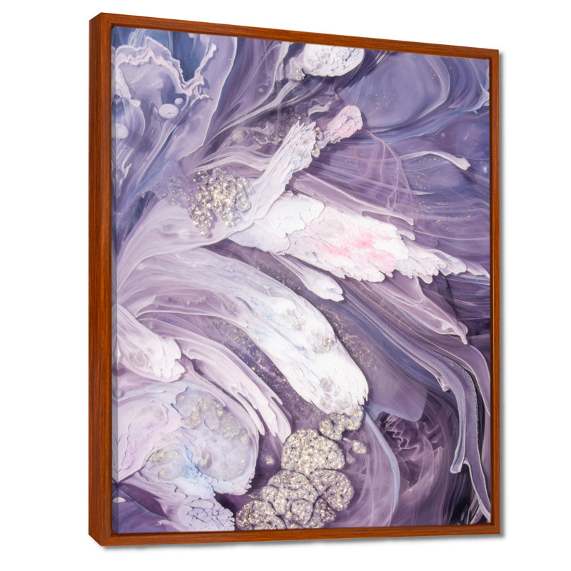 Mauve liquide Art Ripples - art mural moderne sur toile, H 40 po x l 30 po, Reproduction avec cadre flottant, Brun