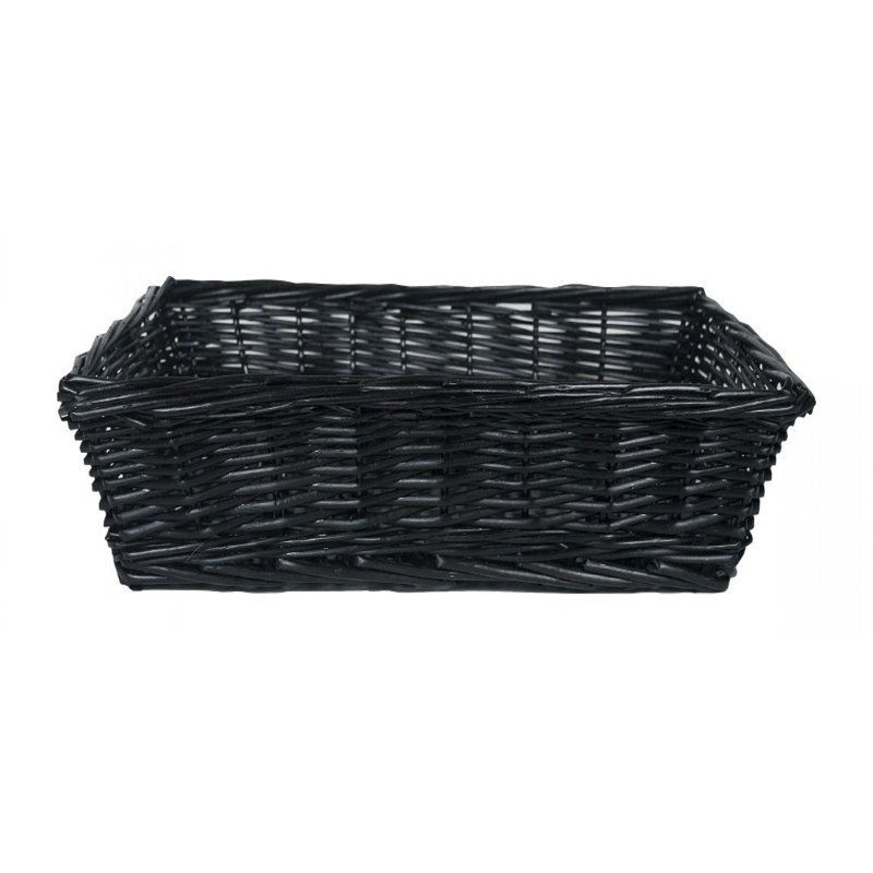 Panier rectangulaire foncé en saule foncé, H 3,5 po x l 18 po x P 13,5 po