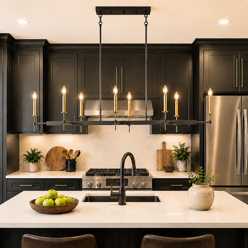 8-Light Kitchen Island Linear Pendant