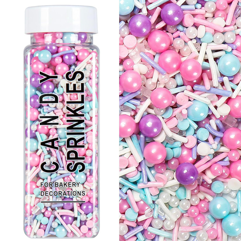 Paillettes pour la décoration de gâteaux, mélange de confettis de confettis rose, mauve, bleu, perle de 5,3 oz