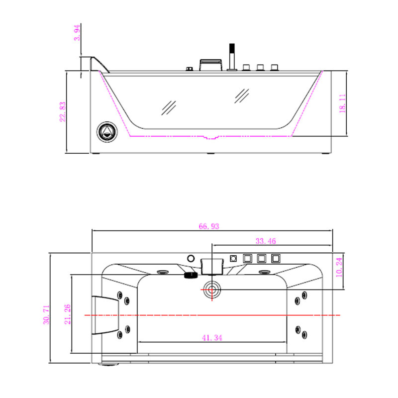 67 " L x 31.1 " W Alcove / Tile in Whirlpool Plastic / Acrylic Bathtub with Faucet