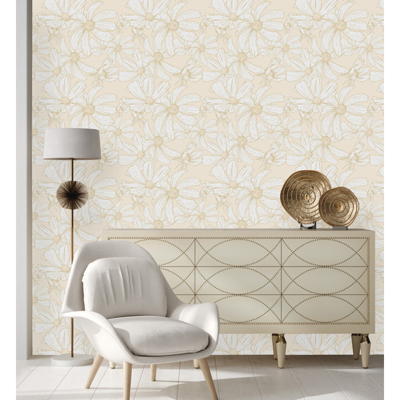 Peel & Stick Floral Tile, 2.08' W x 10.42' L