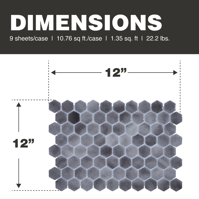 Glass Tile Love White Hot Love 11 in. X 16.325 in. Hexagonal Glass Mosaic Tile (10.76 sq. ft./case), Ideal for Kitchen Tile, Backsplash Tile, Bathroom Tile, and Pool Tile
