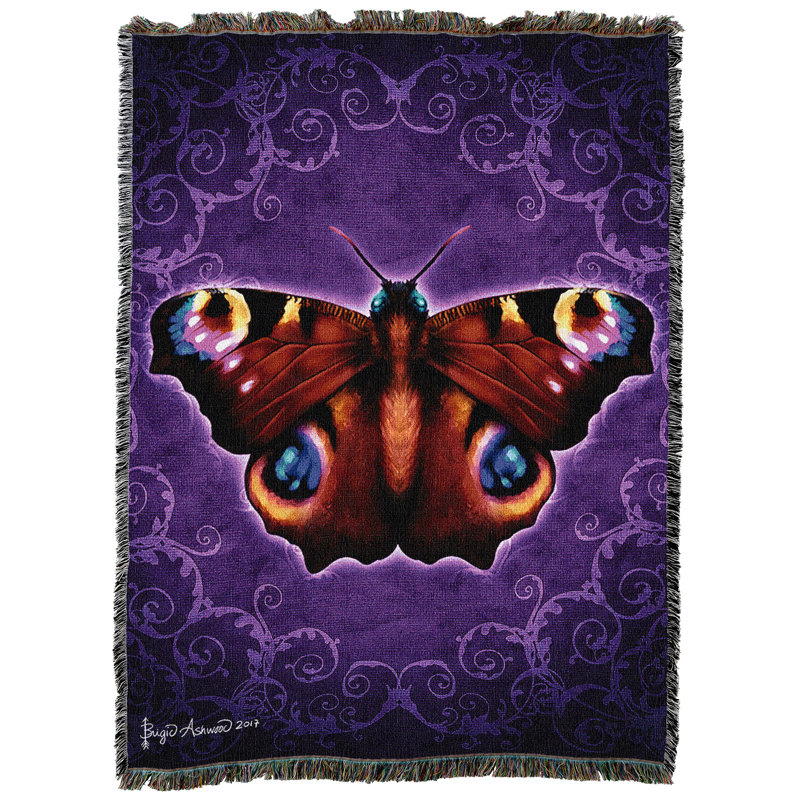 Pure Country Weavers Damask Peacock Butterfly Blanket by Brigid Ashwood - Gift Fantasy Tapestry Throw Woven from Cotton - Made in The USA (72x54)