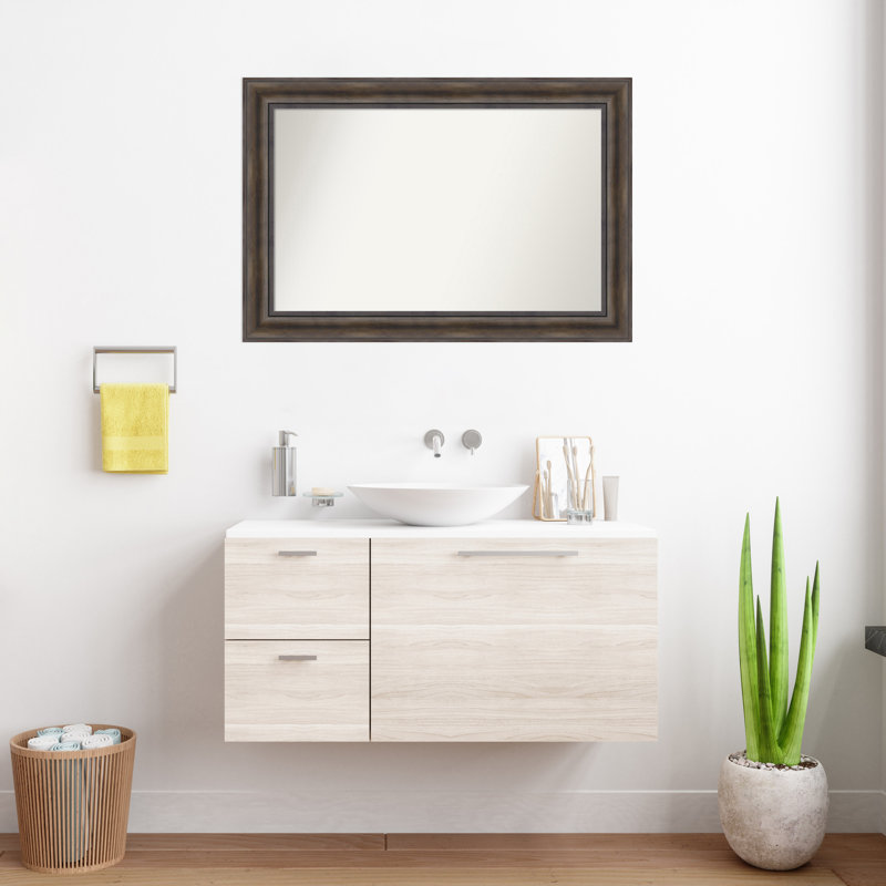 Miroir mural en bois massif Bostynn, Rectangle, H 25,5 po x l 37,5 po