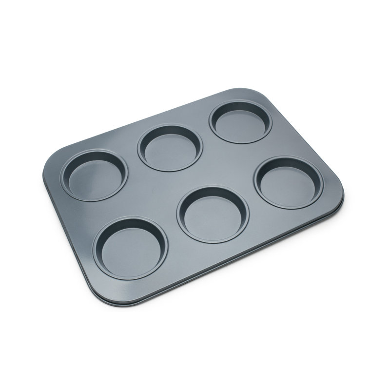 Fox Run Brands Non-Stick 6 Cup Large Shallow Muffin Pan