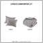 Édredon 3 pièces double / grand gris, rembourrage 350 g / m², - Textile, lavable à la machine, livré avec et 2 taies décoratives, avec