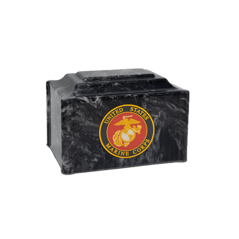 Urne militaire militaire en marbre - Marines, H 6,5 po x l 9,75 po x P 6,75 po