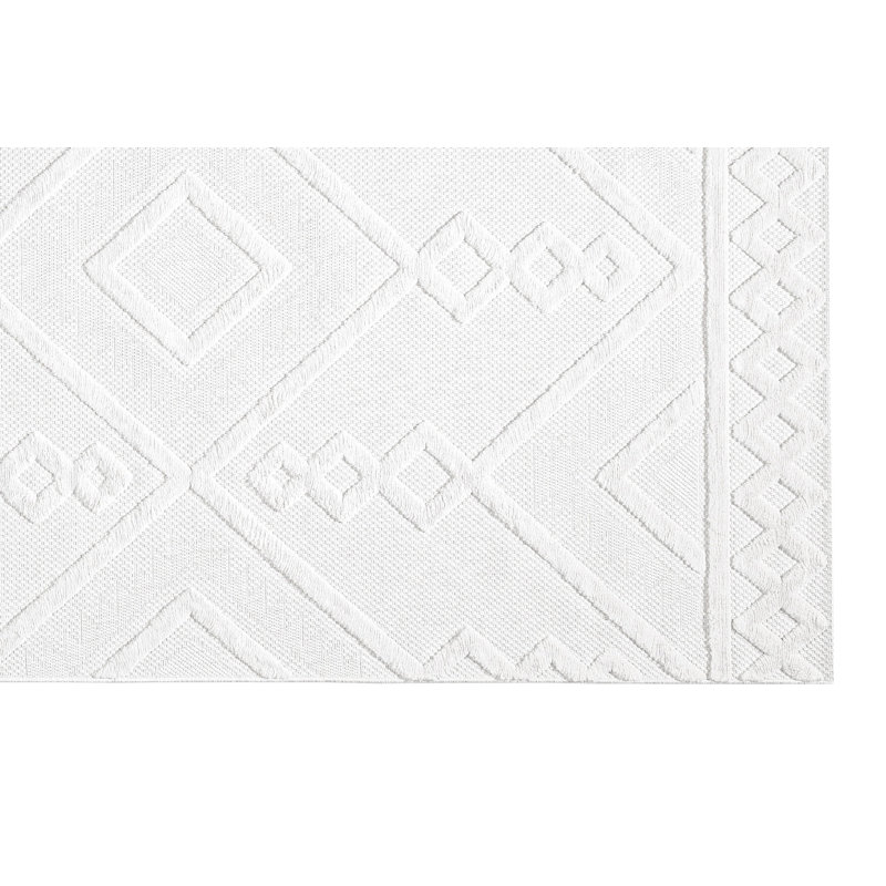 Elegant White Area Rug, 5.2 x 7.5 ft | 100% Polypropylene, 0.4 in Pile Height, 1400 g/m² | Machine Woven with Durable Cotton/Jute Base, 89600 Thread Points | Easy to Clean, Perfect for Living Room & Bedroom Décor
