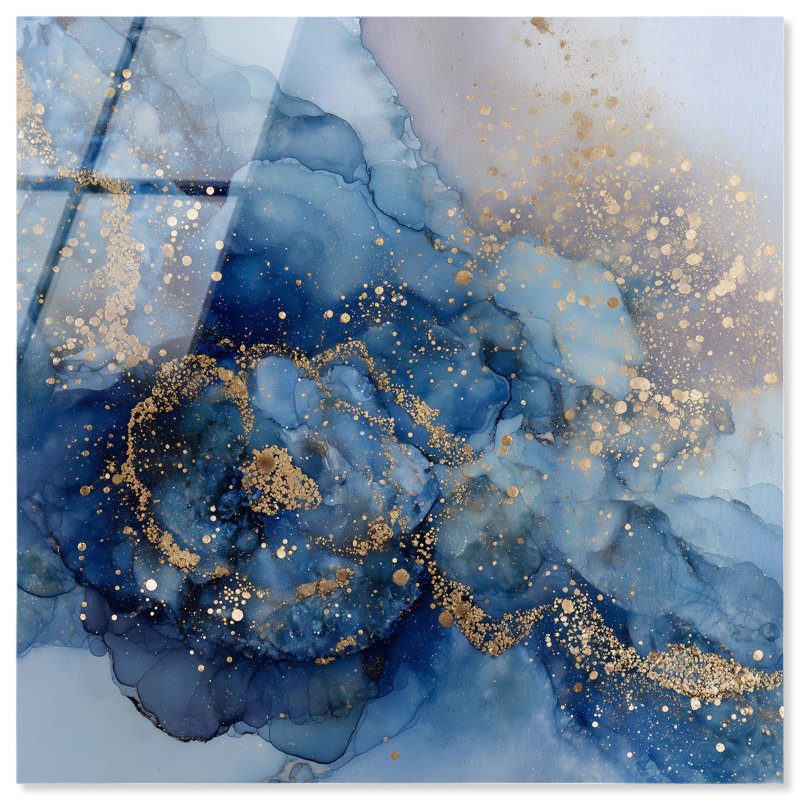 Décoration murale en lapis-lazuli Lumina, impression acrylique bleu or par Art Remedy, prête à être suspendue, 30 x 30