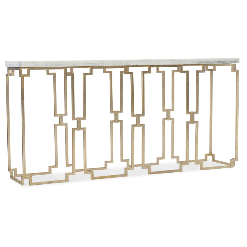 Evermore 62" Stone Console Table, Cream, Gold