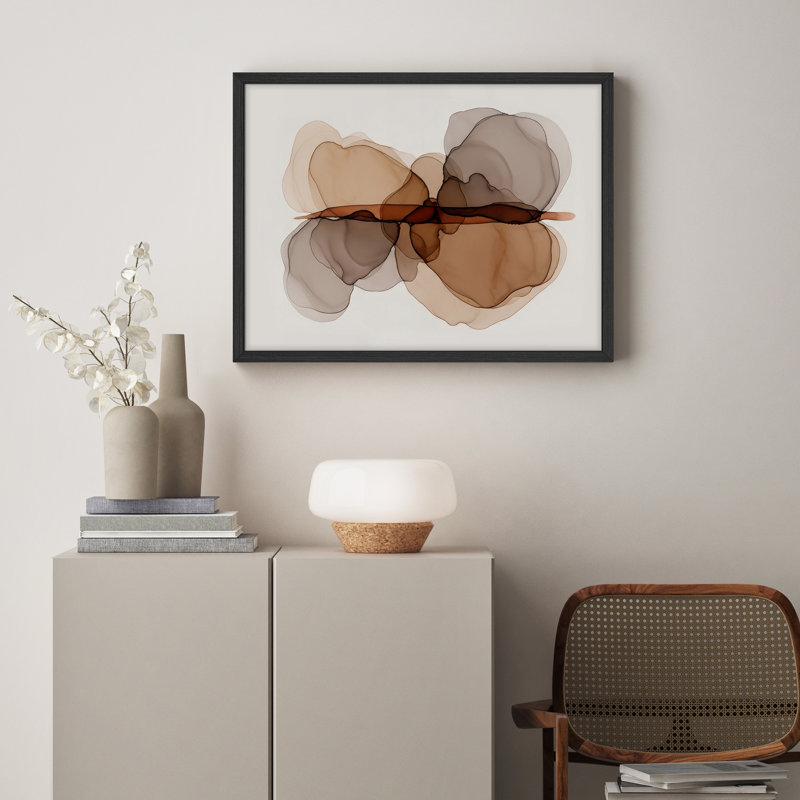 Reproduction d'art encadrée abstraite pour décoration intérieure moderne, H 11 po x l 14 po, Noir