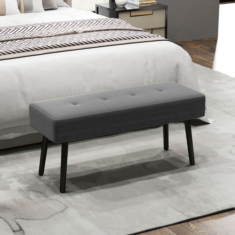 Doyline Polyester Upholstered Bench, Grey