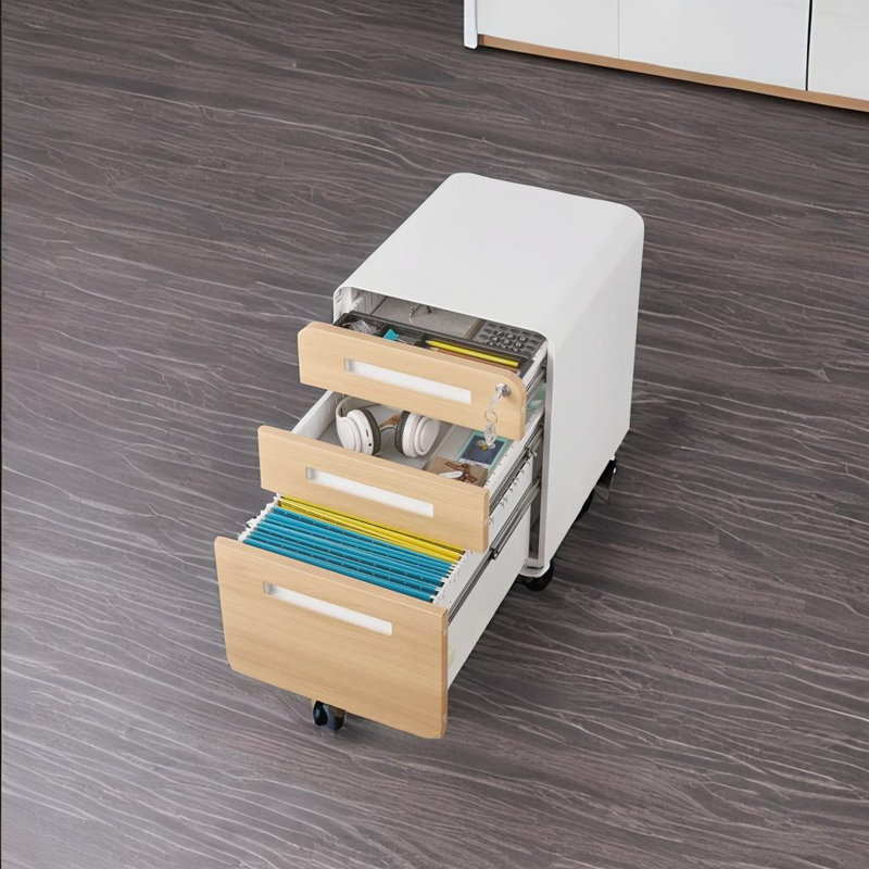 Azeemah 18.11'' Wide 3 -Drawer Mobile File Cabinet, Walnur/White