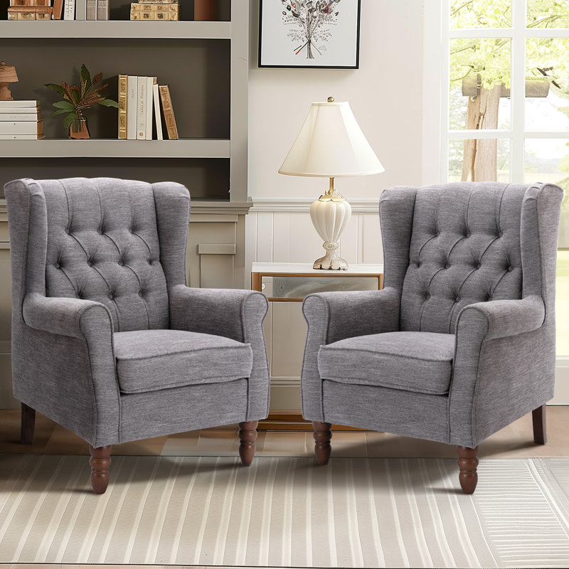 Angiolino Upholstered Armchair, Dark Grey Polyester Blend