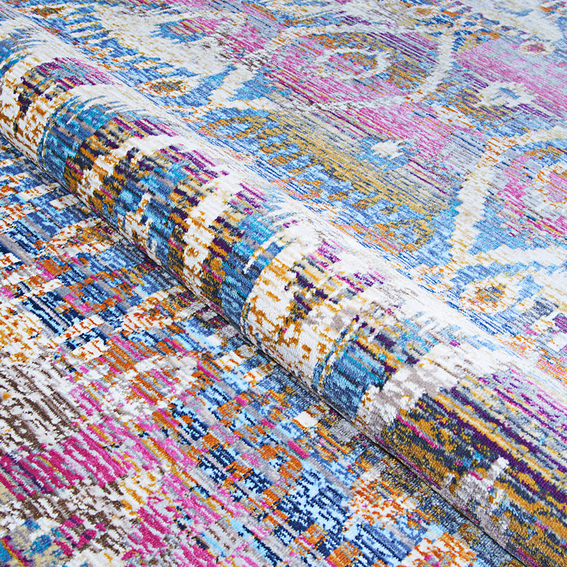 Tapis rose Marlana Ikat, Rectangle 5 pi 3 po x 7 pi 10 po
