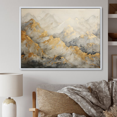 Bold Beige And Gold Mountain Glacier - Forest Canvas Print Wall Art