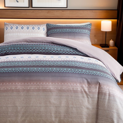 Dailynap Gray And Purple Geometric Pattern Gradient Bedding Set