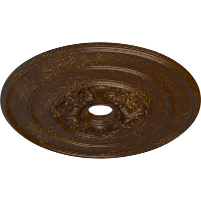 Endurathane Traditional with Acanthus Leaves Ceiling Medallion, 26"OD x 3 1/8"ID x 1 1/2"P (Fits Canopies up to 4 1/4"), Hand-Painted Root Beer Crackle Finish
